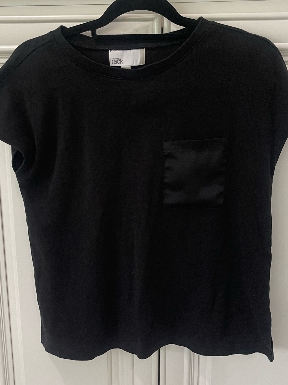 Nordstrom Rack Black Short Sleeve Crew neck Tee T-shirt Small 100% cotton pocket - Picture 2 of 9